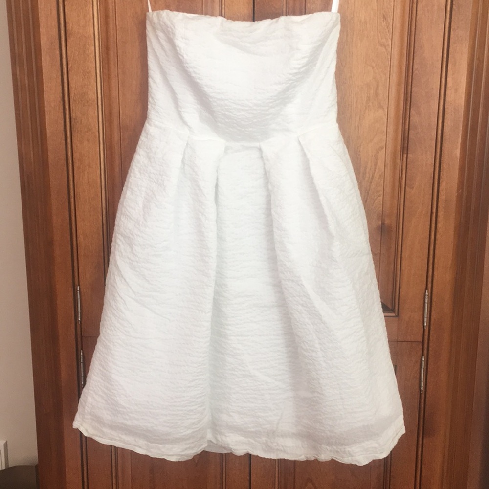 J Crew Strapless Dress, White, Size 2